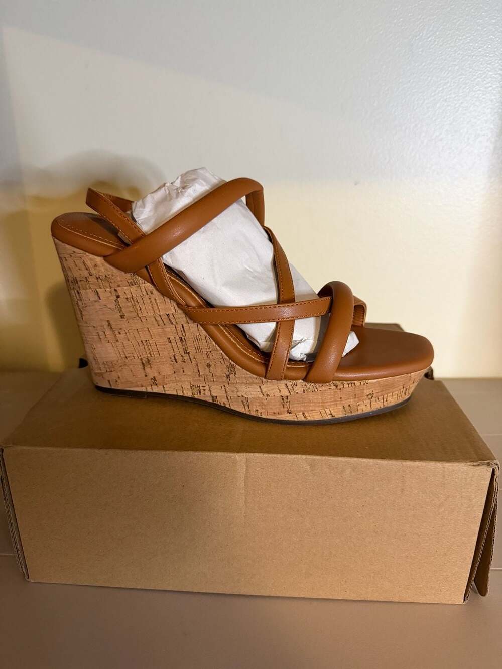 Coutgo Women's Platform Wedge Sandals Cork Slingback Heels